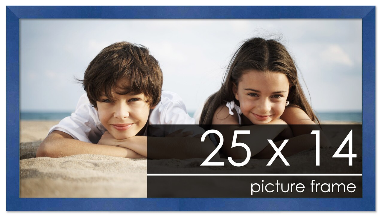 Classic Modern Blue Picture Frame - UV Acrylic, Backing Board, Hanging Hardware Included